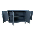 Credenza curva moderna in legno, mobile a consolle a 4 ante con ripiani regolabili, contenitore decorativo per mobile bar o ingresso