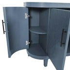 Credenza curva moderna in legno, mobile a consolle a 4 ante con ripiani regolabili, contenitore decorativo per mobile bar o ingresso