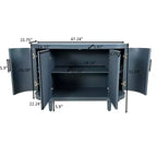 Credenza curva moderna in legno, mobile a consolle a 4 ante con ripiani regolabili, contenitore decorativo per mobile bar o ingresso