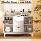 GustoWave Mobile Contenitore Mid Century con 3 Cassetti, Madia a Costine con Contenitore, Credenza Grande, Mobiletto Bar per Caffè