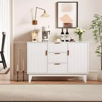 GustoWave Mobile Contenitore Mid Century con 3 Cassetti, Madia a Costine con Contenitore, Credenza Grande, Mobiletto Bar per Caffè