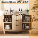 GustoWave Mobile Contenitore Mid Century con 3 Cassetti, Madia a Costine con Contenitore, Credenza Grande, Mobiletto Bar per Caffè
