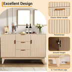 GustoWave Mobile Contenitore Mid Century con 3 Cassetti, Madia a Costine con Contenitore, Credenza Grande, Mobiletto Bar per Caffè