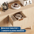 GustoWave Mobile Contenitore Mid Century con 3 Cassetti, Madia a Costine con Contenitore, Credenza Grande, Mobiletto Bar per Caffè