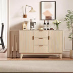 GustoWave Mobile Contenitore Mid Century con 3 Cassetti, Madia a Costine con Contenitore, Credenza Grande, Mobiletto Bar per Caffè