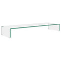 vidaXL Tempered Glass TV Stand - Modern Monitor Stand Riser for Multimedia Devices, Streamlined TV Console with Storage, Clear
