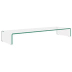 vidaXL Tempered Glass TV Stand - Modern Monitor Stand Riser for Multimedia Devices, Streamlined TV Console with Storage, Clear