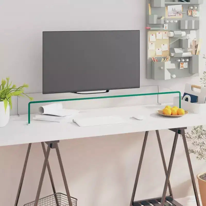 vidaXL Supporto TV in Vetro Temperato - Rialzo Moderno per Monitor per Dispositivi Multimediali, Consolle TV Essenziale con Spazio per Contenere, Trasparente
