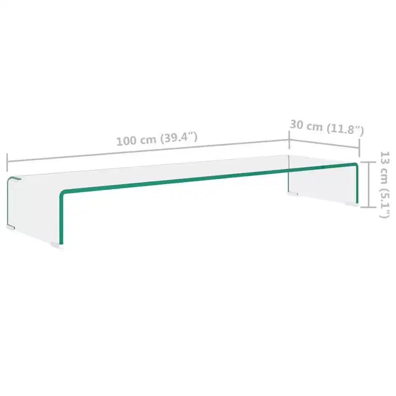 vidaXL Supporto TV in Vetro Temperato - Rialzo Moderno per Monitor per Dispositivi Multimediali, Consolle TV Essenziale con Spazio per Contenere, Trasparente