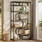 Lantine Scaffale Industriale a 5 Ripiani, Libreria Etagere da 180 cm, Scaffale per Esposizione Autoportante per Ufficio Domestico, Soggiorno, Marrone