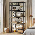 Lantine Scaffale Industriale a 5 Ripiani, Libreria Etagere da 180 cm, Scaffale per Esposizione Autoportante per Ufficio Domestico, Soggiorno, Marrone