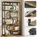 Lantine Scaffale Industriale a 5 Ripiani, Libreria Etagere da 180 cm, Scaffale per Esposizione Autoportante per Ufficio Domestico, Soggiorno, Marrone