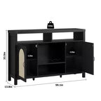 Mobile Bar da Fattoria COZONY con Ante in Rattan, Consolle Portaoggetti con Ripiano Regolabile per Soggiorno Sala da Pranzo Cucina