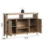 Mobile Bar da Fattoria COZONY con Ante in Rattan, Consolle Portaoggetti con Ripiano Regolabile per Soggiorno Sala da Pranzo Cucina