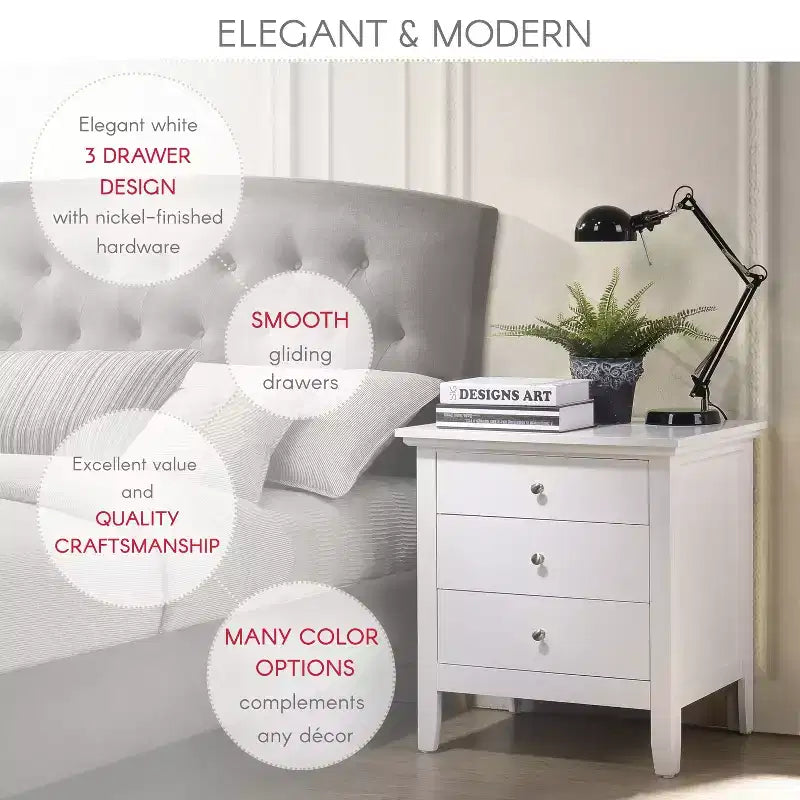 Comodino elegante bianco casual