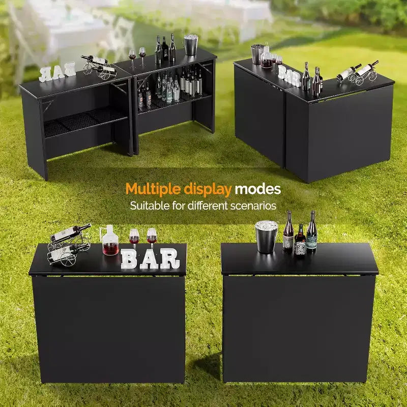 VINGLI 45 Tavolo Bar Portatile per Eventi di Grado Commerciale, Stazione Bar Mobile, Tavolo Bar Pop-Up per Interni ed Esterni con Gonna