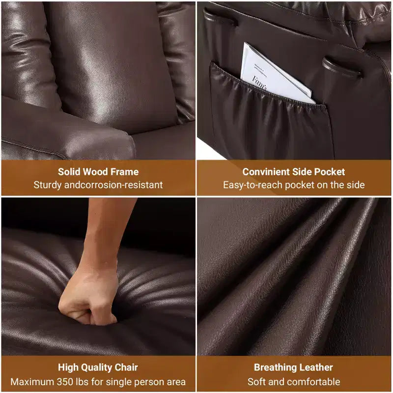 Poltrona reclinabile elettrica alzapersona in pelle PU, reclinabile regolabile, divano singolo ergonomico, per soggiorno