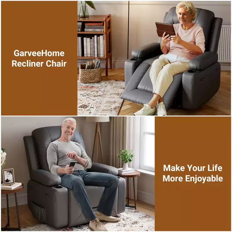 Poltrona reclinabile elettrica alzapersona in pelle PU, reclinabile regolabile, divano singolo ergonomico, per soggiorno