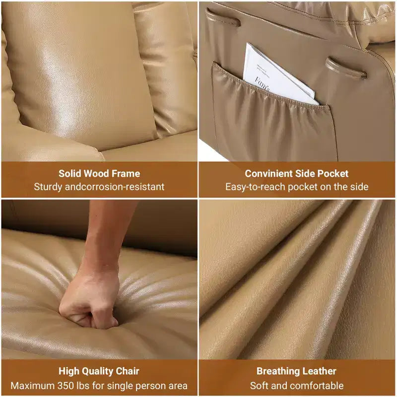 Poltrona reclinabile elettrica alzapersona in pelle PU, reclinabile regolabile, divano singolo ergonomico, per soggiorno