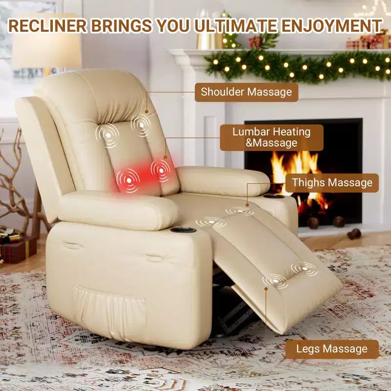 Poltrona reclinabile elettrica alzapersona in pelle PU, reclinabile regolabile, divano singolo ergonomico, per soggiorno
