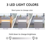 Comodini a LED Comò a 3 cassetti per camera da letto Tavolino con pannello in acrilico Comodini a LED per camera da letto Soggiorno Mobili da comodino (Bianco)