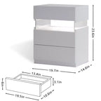 Comodini a LED Comò a 3 cassetti per camera da letto Tavolino con pannello in acrilico Comodini a LED per camera da letto Soggiorno Mobili da comodino (Bianco)