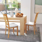 Costway Sedie da Cucina Imbottite in Tessuto di Lino senza Braccioli, 4 Pezzi, con Struttura in Legno di Gomma Grigio/Naturale