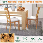 Costway Sedie da Cucina Imbottite in Tessuto di Lino senza Braccioli, 4 Pezzi, con Struttura in Legno di Gomma Grigio/Naturale
