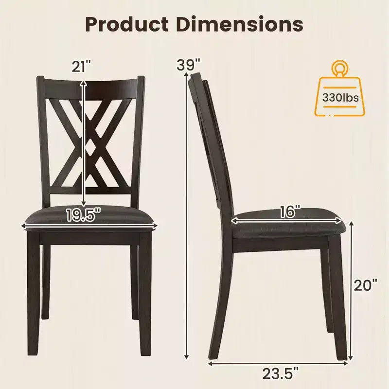 Costway Sedie da Cucina Imbottite in Tessuto di Lino senza Braccioli, 4 Pezzi, con Struttura in Legno di Gomma Grigio/Naturale