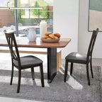 Costway Sedie da Cucina Imbottite in Tessuto di Lino senza Braccioli, 4 Pezzi, con Struttura in Legno di Gomma Grigio/Naturale