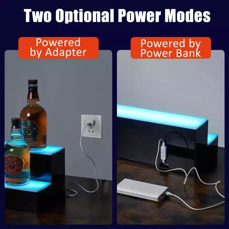 Mensola per Liquori Illuminata a LED a 2/3/4 Livelli - Portabottiglie in Acrilico Retroilluminato con Telecomando/Controllo Tramite App, Elegante Supporto per Bar di Casa, Vino e Whiskey
