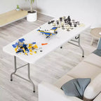 VINGLI Tavolo Pieghevole in Plastica da 6 Piedi, Tavolo Lungo Portatile per Uso Interno ed Esterno Rettangolare con Maniglia per il Trasporto, Piano in HDPE Liscio, Bianco