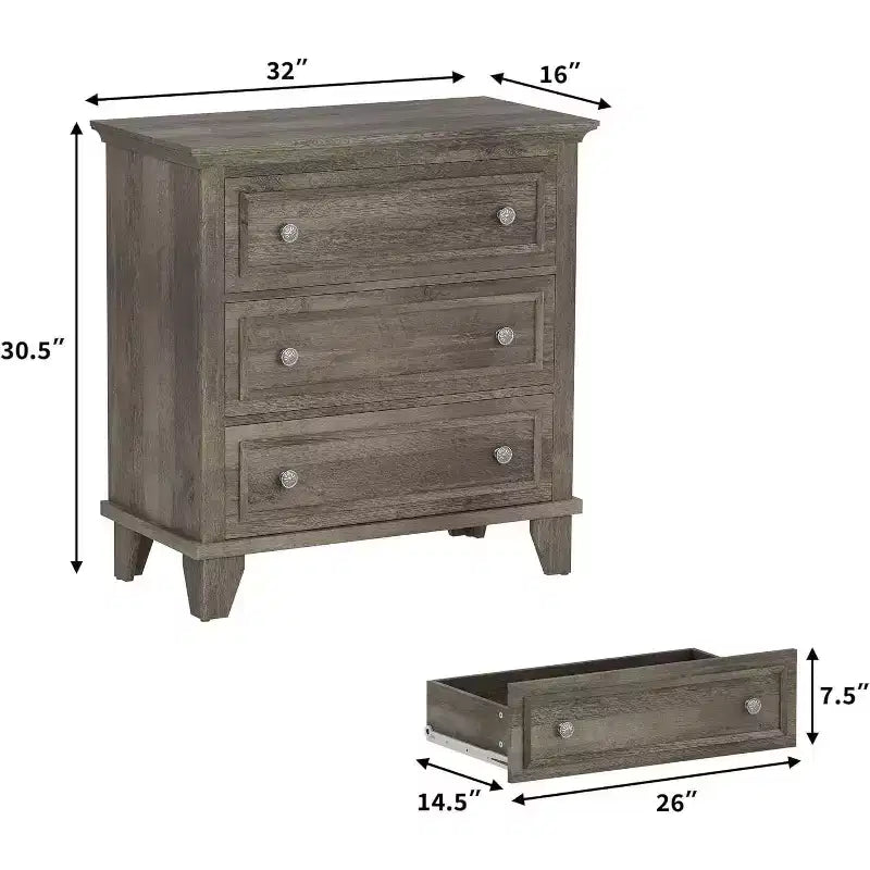 Cassettiera moderna a 3 cassetti, mobile contenitore in legno con eleganti maniglie in metallo, cassettiera compatta per camera da letto, soggiorno, ingresso, corridoio