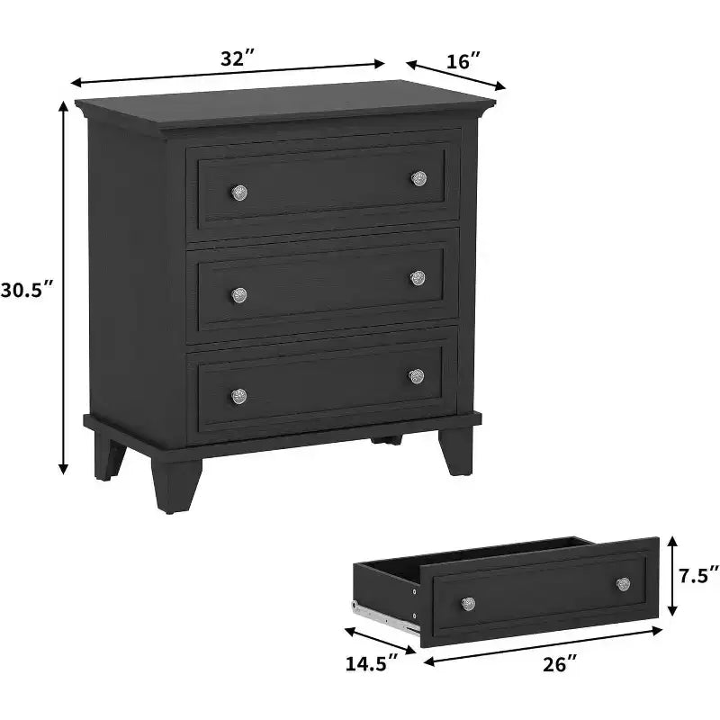 Cassettiera moderna a 3 cassetti, mobile contenitore in legno con eleganti maniglie in metallo, cassettiera compatta per camera da letto, soggiorno, ingresso, corridoio