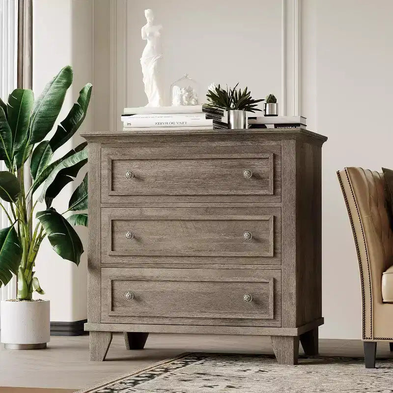Cassettiera moderna a 3 cassetti, mobile contenitore in legno con eleganti maniglie in metallo, cassettiera compatta per camera da letto, soggiorno, ingresso, corridoio