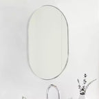 Specchio da parete ovale con cornice in lega di alluminio nera da 20 x 33 pollici per mobile bagno