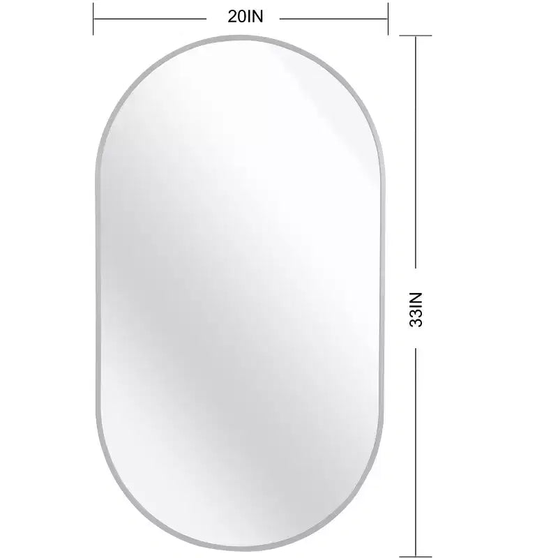 Specchio da parete ovale con cornice in lega di alluminio nera da 20 x 33 pollici per mobile bagno