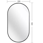 Specchio da parete ovale con cornice in lega di alluminio nera da 20 x 33 pollici per mobile bagno
