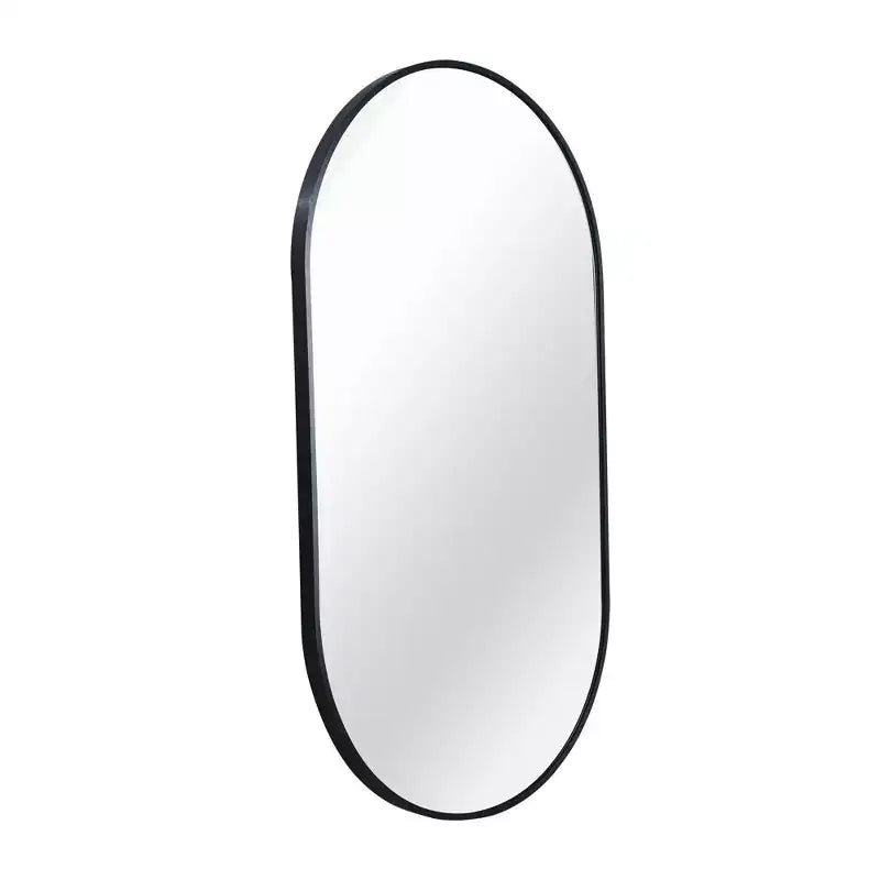 Specchio da parete ovale con cornice in lega di alluminio nera da 20 x 33 pollici per mobile bagno
