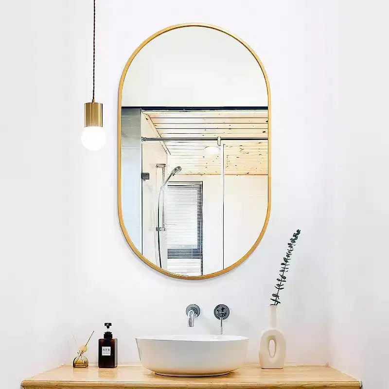 Specchio da parete ovale con cornice in lega di alluminio nera da 20 x 33 pollici per mobile bagno