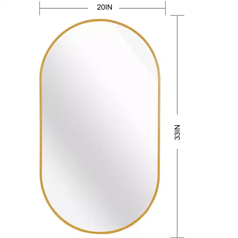 Specchio da parete ovale con cornice in lega di alluminio nera da 20 x 33 pollici per mobile bagno