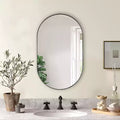20 x 33 Inch Black Aluminum Alloy Framed Oval Mirror Wall Mirror for Bathroom Vanity