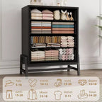 Cassettiera a 4 cassetti Acekool Nera, Organizzatore Moderno Alto, Comodino da 75x39x98cm per Camera da Letto e Soggiorno