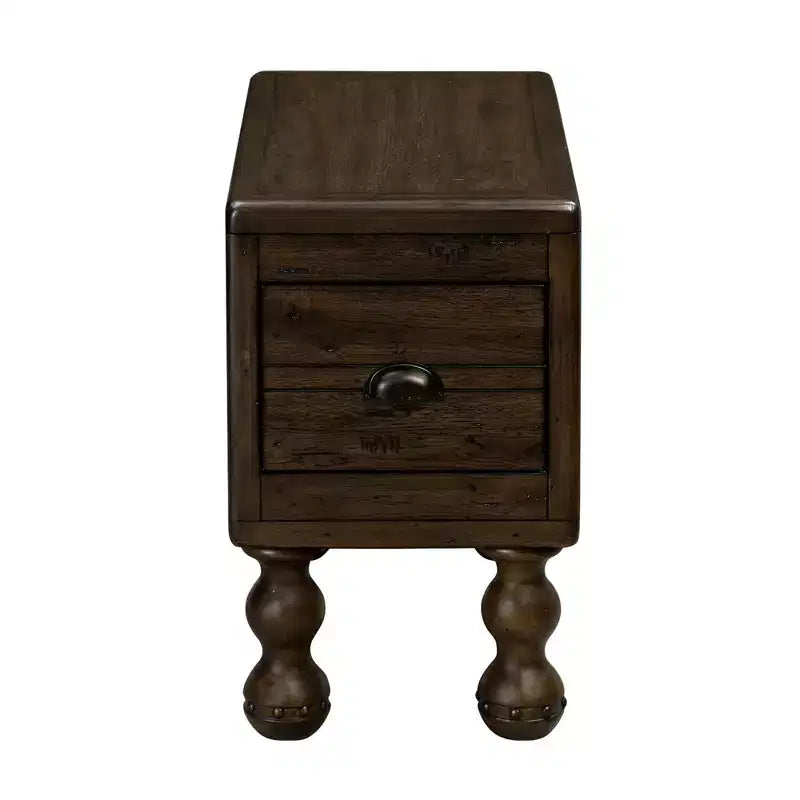 Tavolino da salotto rettangolare vintage Okak con cassetto, tavolino con gambe e superficie in legno, tavolino stretto salvaspazio per soggiorno