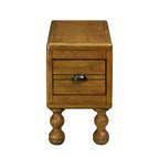 Tavolino da salotto rettangolare vintage Okak con cassetto, tavolino con gambe e superficie in legno, tavolino stretto salvaspazio per soggiorno