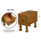 Tavolino da salotto rettangolare vintage Okak con cassetto, tavolino con gambe e superficie in legno, tavolino stretto salvaspazio per soggiorno