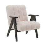 Homy Casa Poltrona moderna con rivestimento in tessuto bouclé trapuntato a canali e struttura in legno, beige
