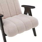 Homy Casa Poltrona moderna con rivestimento in tessuto bouclé trapuntato a canali e struttura in legno, beige