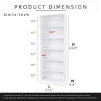 Homez Scaffale libreria etagere in legno a 6 ripiani alto 160 cm con ripiani regolabili
