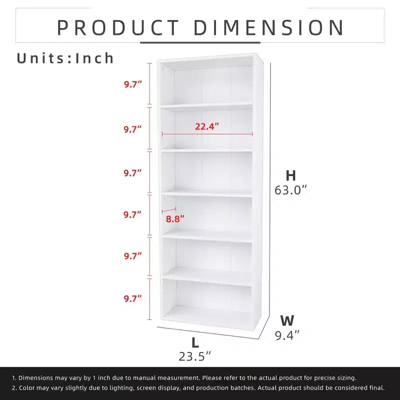 Homez Scaffale libreria etagere in legno a 6 ripiani alto 160 cm con ripiani regolabili